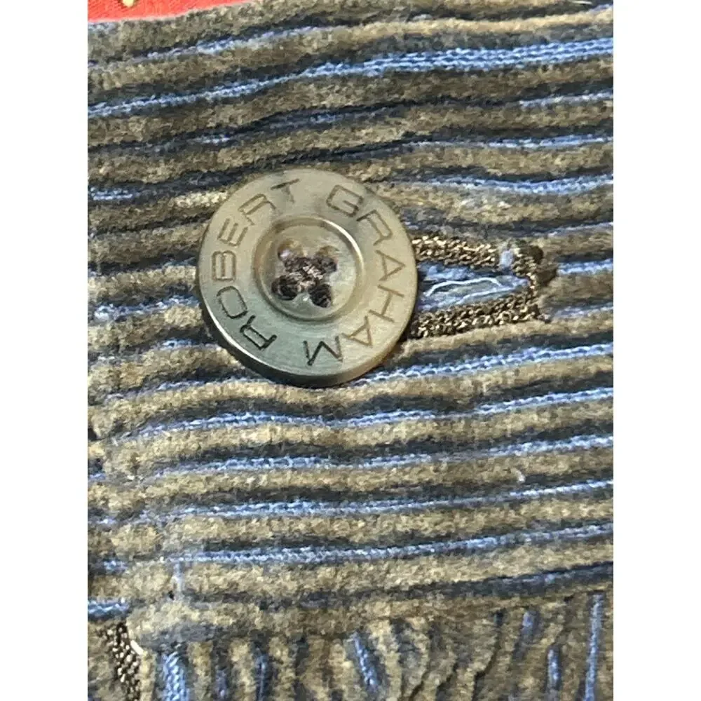 Robert Graham Corduroy Pants 36 Brown Navy Blue Baggy Wide Leg Y2K